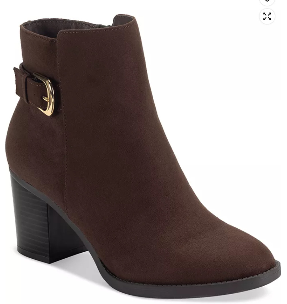 Style & Co Boots Women's Size 8 Brown Harlemmf Faux Suede Buckle Ankle Booties